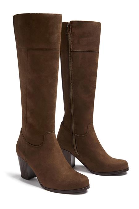 Heeled Knee High Boots Dark Brown