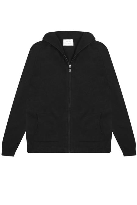 Cardigan Loungewear Knit Hoodie Black