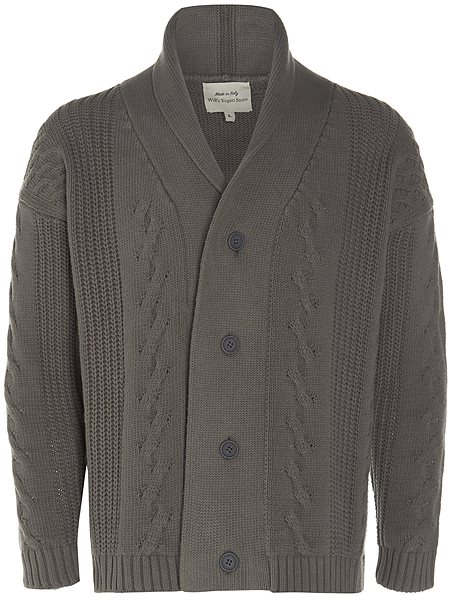 Men's Cardigan Chunky Button Up Grey via Shop Like You Give a Damn