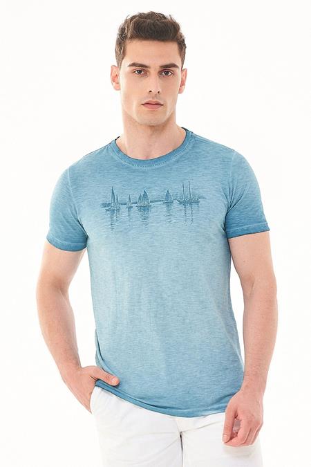 T-Shirt Boats Print Blue