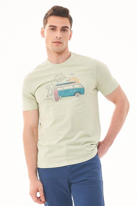 T-Shirt Bus Print Green