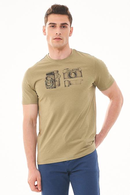 T-Shirt Camera Print Olive