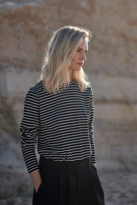 Longsleeve Streifen Schwarz Offwhite