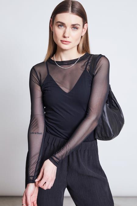 Lange Mouwen Mesh Dora Zwart