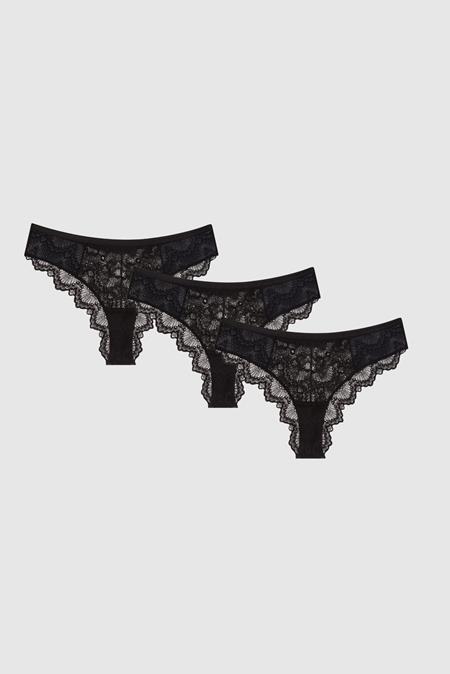 Multipack 3x Briefs Cheeky Lace Black