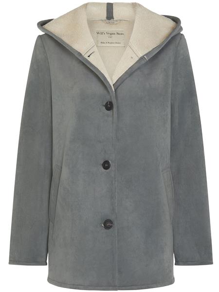 Vegan Shearling Jacket Gray via Shop Like You Give a Damn