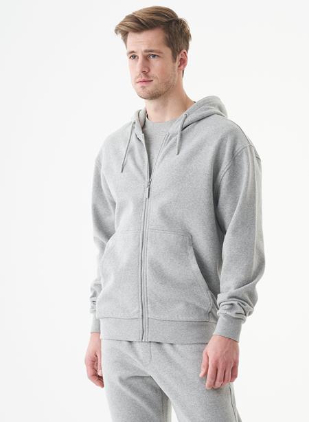 Unisex Zip-Up Hoodie Junda Light Grey