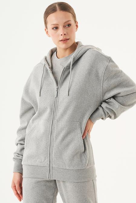 Unisex Zip-Up Hoodie Junda Light Grey