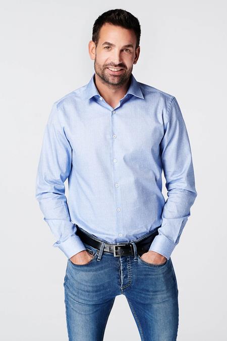 SKOT: Overhemd Slim Fit Visgraat Blauw