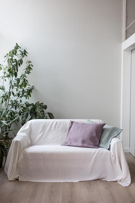 Linen Couch Cover White
