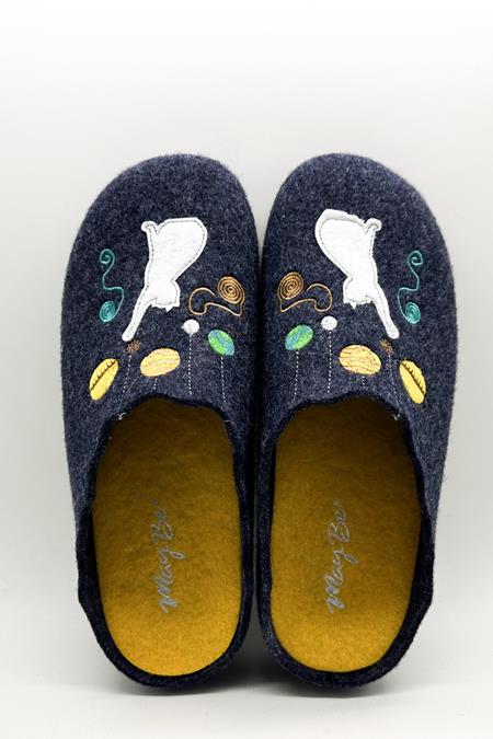 MayBe: Pantoffels Mayb Playing Cat Marineblauw