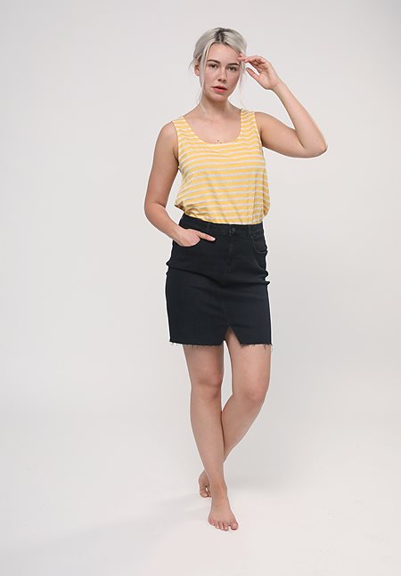 Denim Skirt Celandine Washed Black via Shop Like You Give a Damn