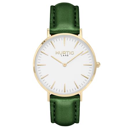Hurtig Lane Watch Mykonos Cactus Leather  Gold, White & Green