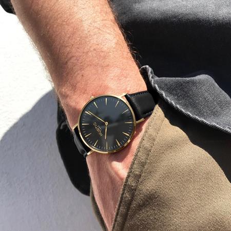 Hurtig Lane Watch Mykonos Cactus Leather Gold, Black & Black