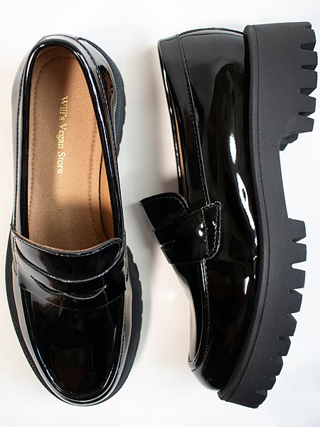 Project Cece | Loafers Track Sole Penny Patent Black