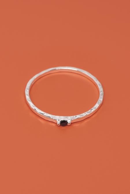 Ring Hammered Black Silver