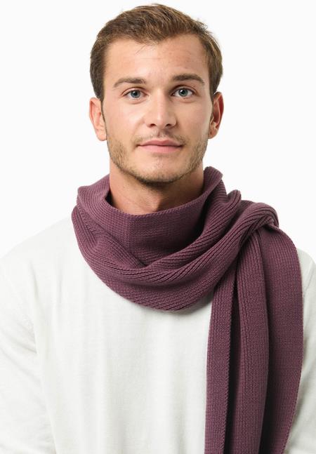 Schal Unisex Gestrickt Dunkel Feige Lila