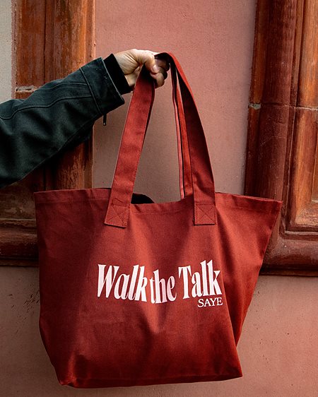 Totebag Walk The Talk Dark Red from Shop Like You Give a Damn