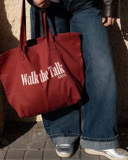 Totebag Walk The Talk Dark Red from Shop Like You Give a Damn