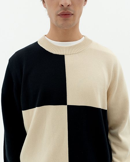 Knit Sweater Khem Black & Beige from Shop Like You Give a Damn