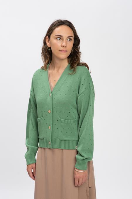 Frühling Strickjacke Bohne Grün