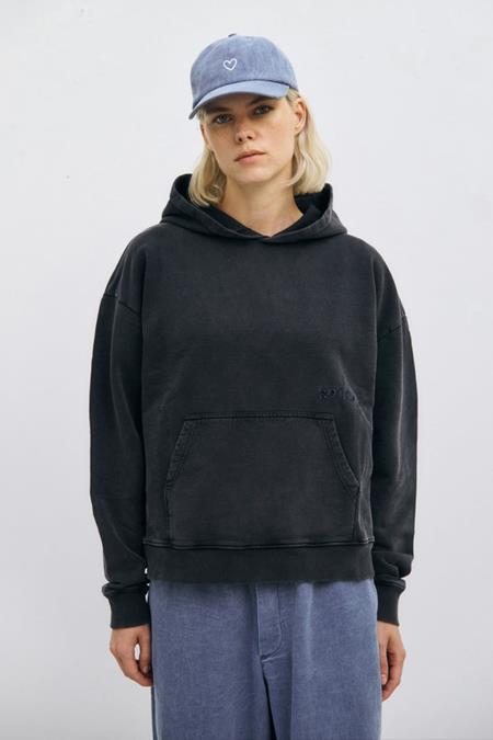 Rotholz: Hoodie Logo Washed Schwarz