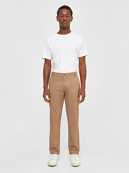 Chino Pants Luca Slim Twill Tuffet Beige via Shop Like You Give a Damn