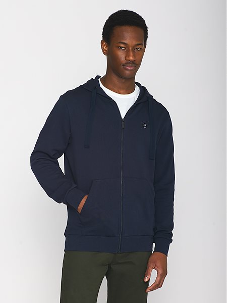 Zip Hoodie Kangaroo Badge Total Eclipse Navy via Shop Like You Give a Damn
