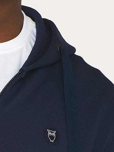 Zip Hoodie Kangaroo Badge Total Eclipse Navy from Shop Like You Give a Damn