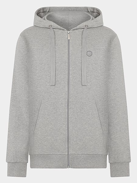Zip Hoodie Kangaroo Badge Grey Melange from Shop Like You Give a Damn