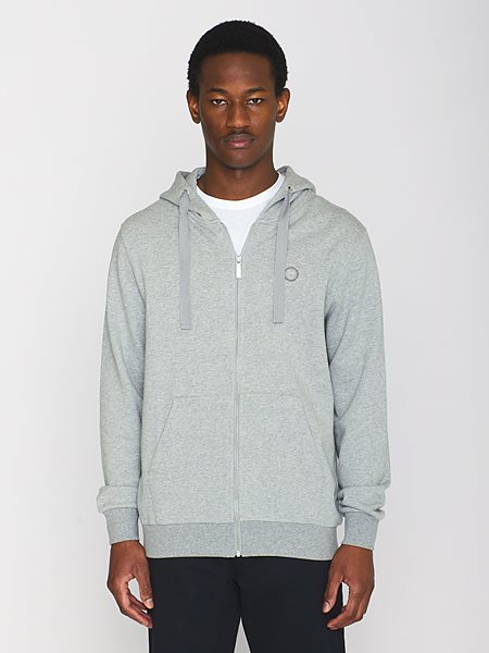 Zip Hoodie Kangaroo Badge Grey Melange via Shop Like You Give a Damn