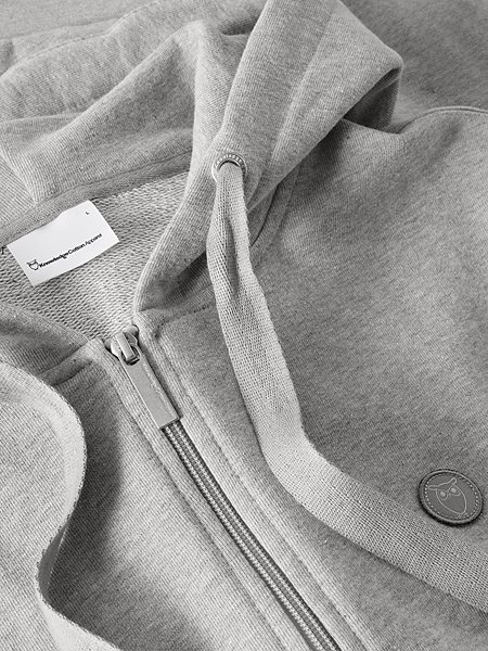Zip Hoodie Kangaroo Badge Grey Melange from Shop Like You Give a Damn