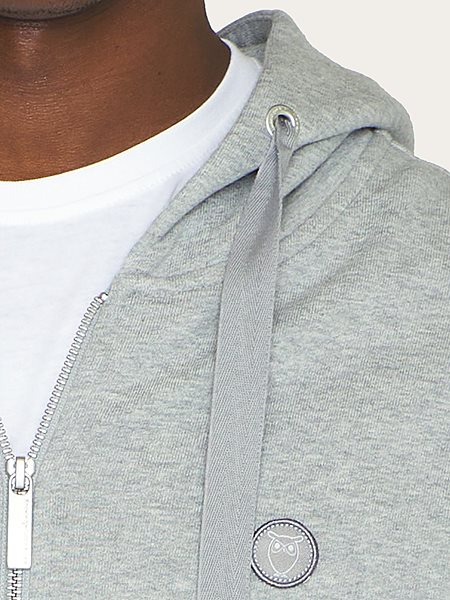 Zip Hoodie Kangaroo Badge Grey Melange from Shop Like You Give a Damn