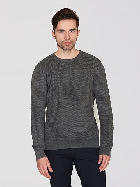 Knit Sweater Vagn Bubble Crew Neck Dark Grey Melange via Shop Like You Give a Damn