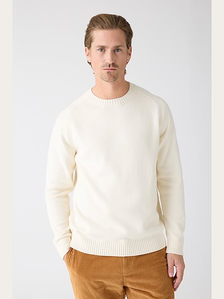 Knitted Sweater Plain Crew Neck Egret White via Shop Like You Give a Damn