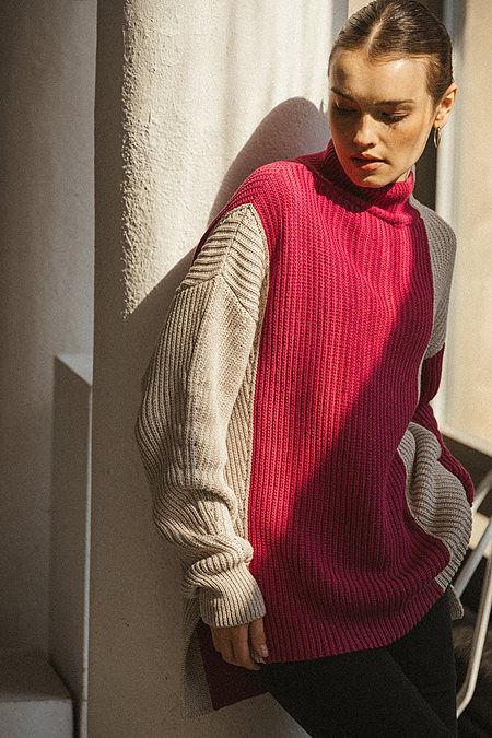 Sweater Thelisa Ecru/Fuchsia via Shop Like You Give a Damn