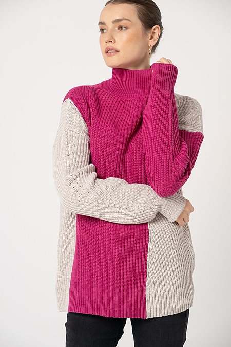 Sweater Thelisa Ecru/Fuchsia from Shop Like You Give a Damn