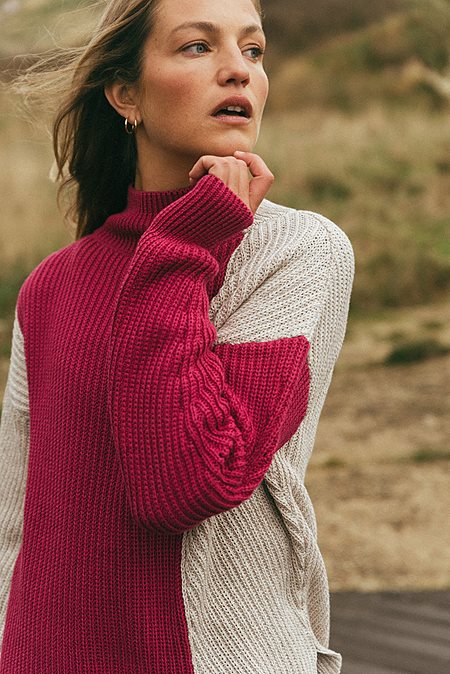 Sweater Thelisa Ecru/Fuchsia from Shop Like You Give a Damn