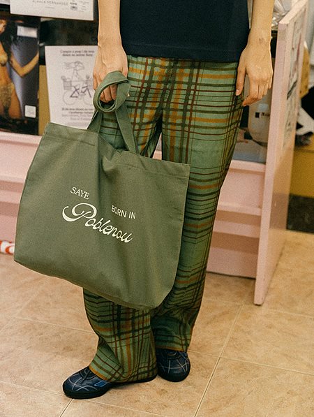 Tote Bag Born In Poblenou Forest Green from Shop Like You Give a Damn