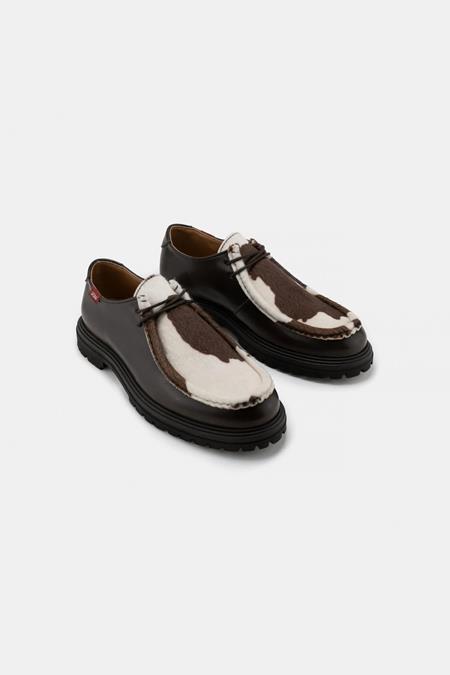Zèta: Shoes Unisex Soajo Cow Print Brown/White