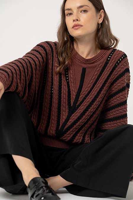 Sweater Elondra Maroon Black via Shop Like You Give a Damn
