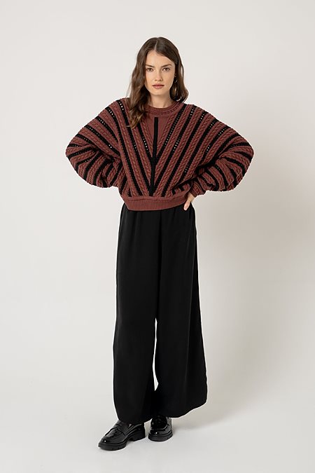 Sweater Elondra Maroon Black from Shop Like You Give a Damn