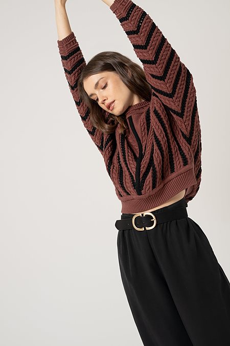 Sweater Elondra Maroon Black from Shop Like You Give a Damn