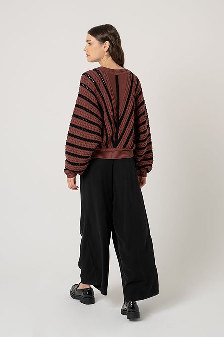 Sweater Elondra Maroon Black from Shop Like You Give a Damn