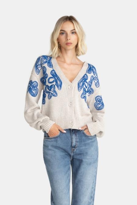 Cardigan Leylah Ecru Blauw