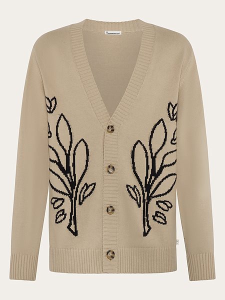 Knitted Cardigan Sos Jacquard Light Feather Gray from Shop Like You Give a Damn