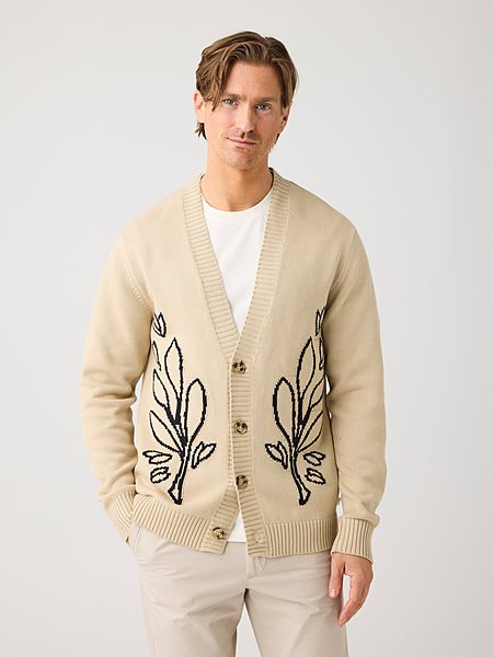Knitted Cardigan Sos Jacquard Light Feather Gray via Shop Like You Give a Damn