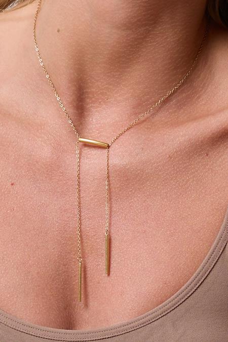 Halsketting Met Lange Gouden Staafjes