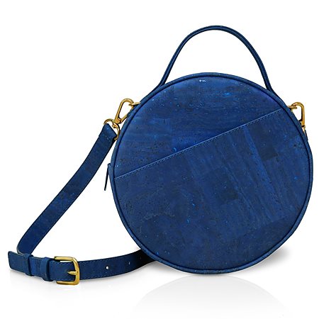 Round Shoulder Bag Beta Cork Blue from Shop Like You Give a Damn