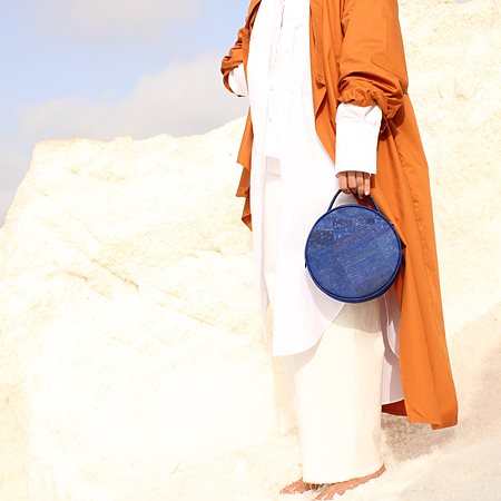 Round Shoulder Bag Beta Cork Blue from Shop Like You Give a Damn